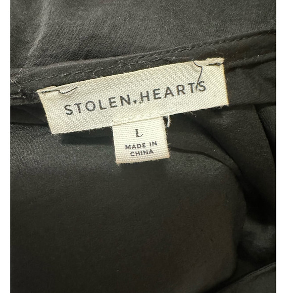 Stolen Hearts black flare sleeves front tie romper size Large - Picture 3 of 11